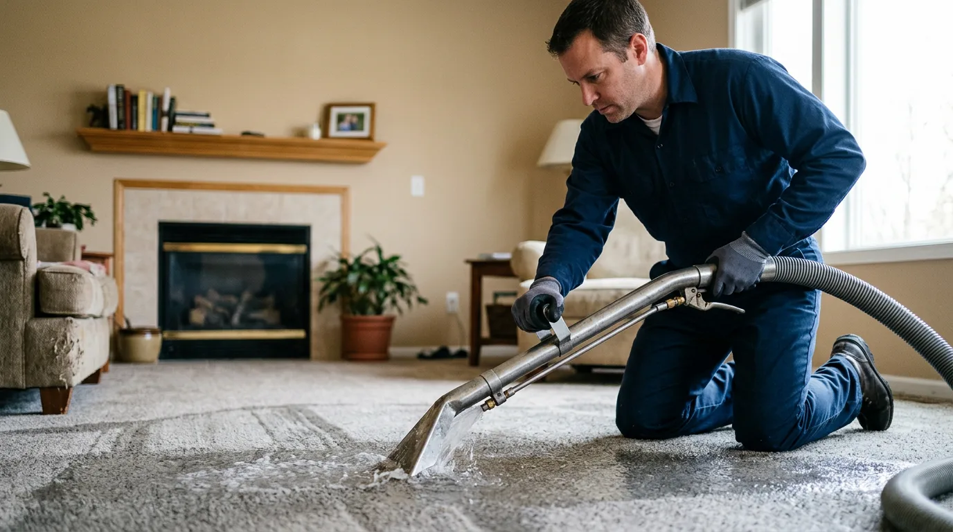 Water damage restoration technician working near Jasper, AL
